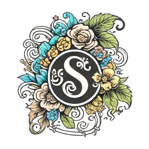 Flowers Around Round Initial S Aa