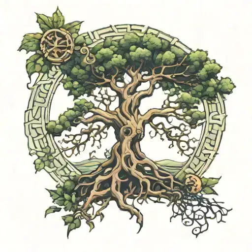 Tree Of The Genus With Runes And Rootes And Details