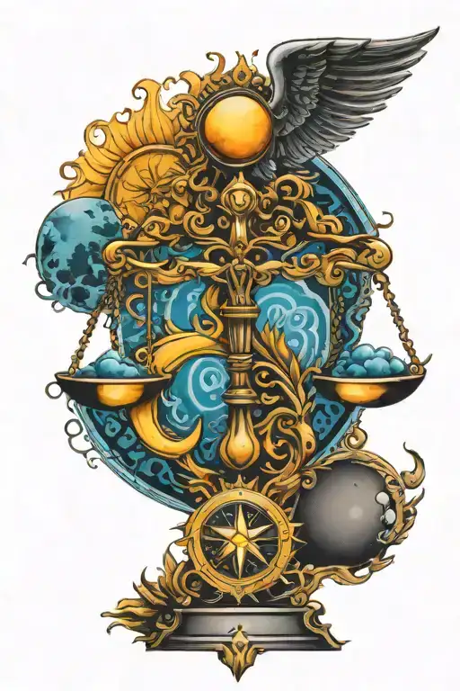 Scales Of Justice With Sun And Moon