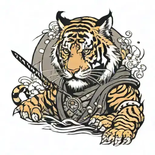 Samurai And A Tiger