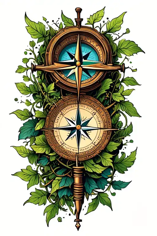 Compass And Vines Wrapped Loosely