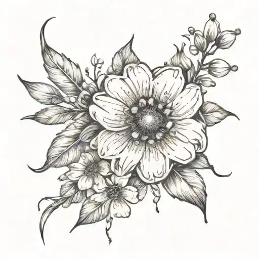 Long Wildflower Sketch With Script