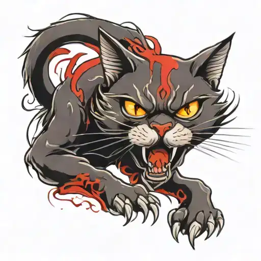 Angry Cat With Red Eyes