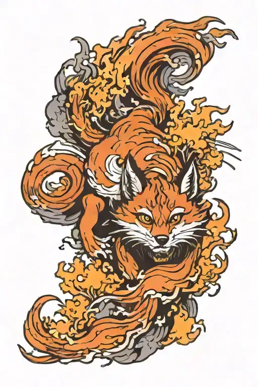 Clouds Fire Kitsune Painting Brush Transforming