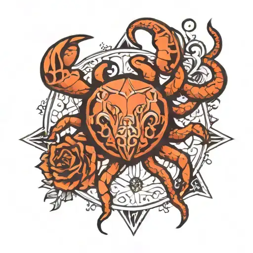 Blackwork Cancer Zodiac Sign