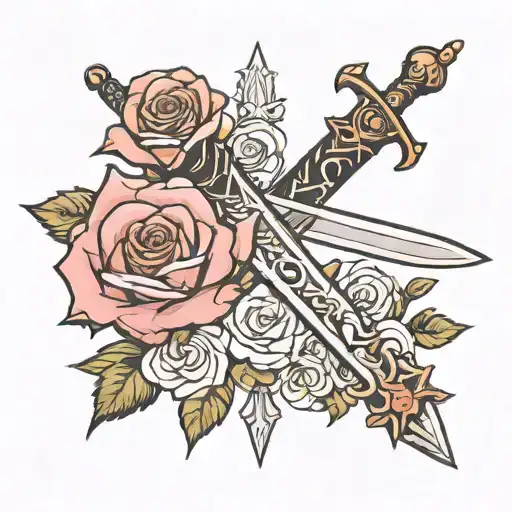 Minimalist Sword With Rose Details Incorporated Within
