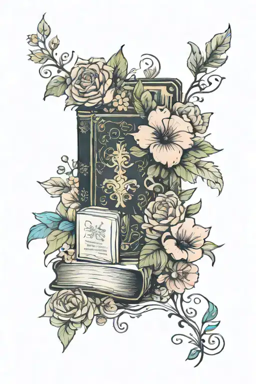 Fantasy Book Surrounded By Bold Floral