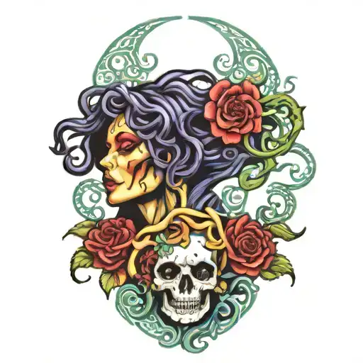 Medusa And Death Kissing Each Other