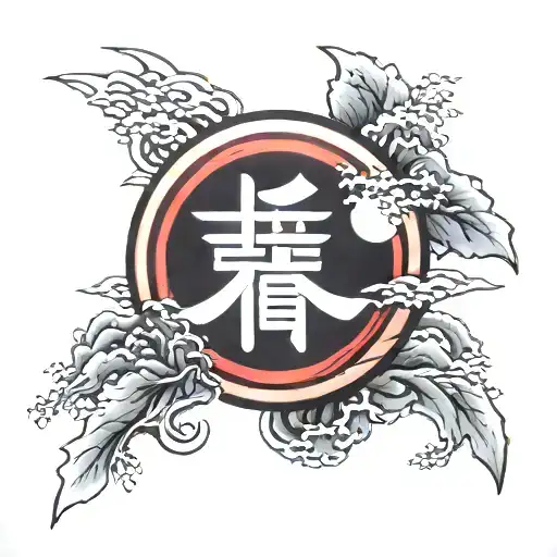 Red Sun With Japanese Kaizen Word