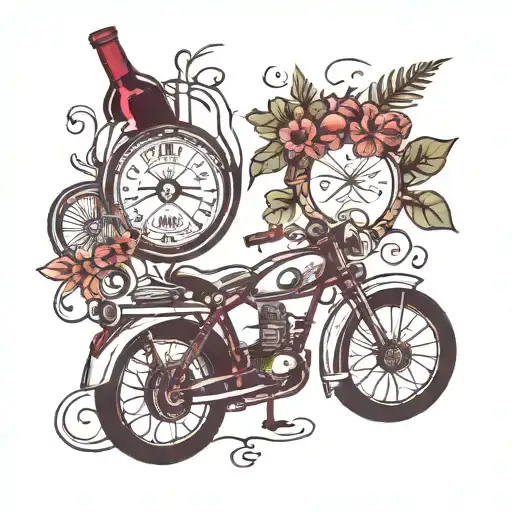Bmw Symbol With Glass Of Wine And Bicycle