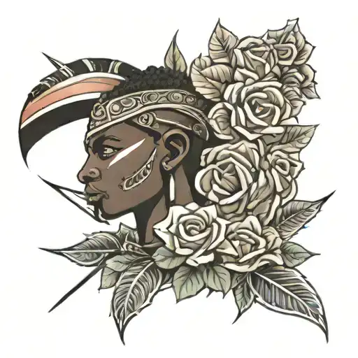 African Warrior And Rose Made