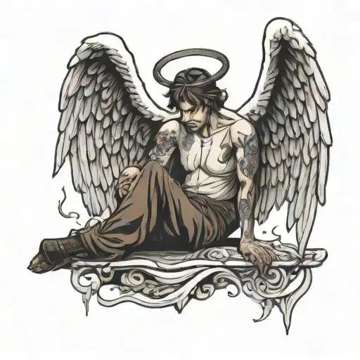 Angel Hanging Himself Without Suffering