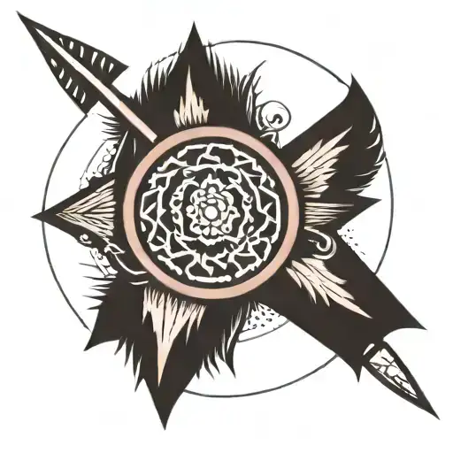 This One Consists Of Two Arrows Pointing Toward A Small Circle In The Center