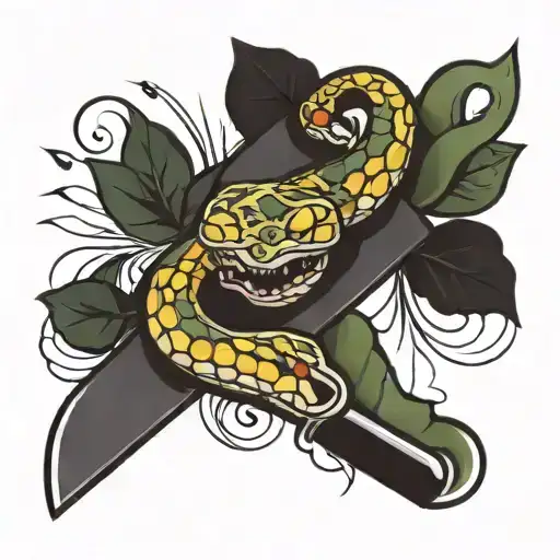 Snake Wrapped Around A Knife Tattoo Design