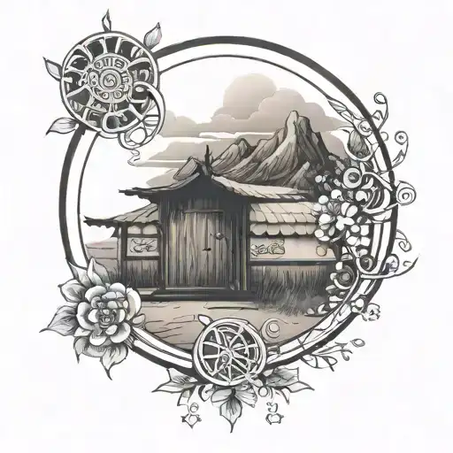 Enso Circle And Kazakh Yurt