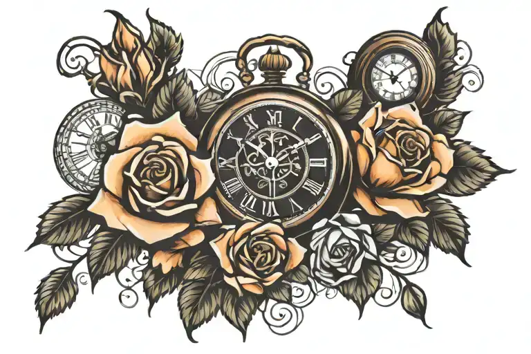 Roses And Clock