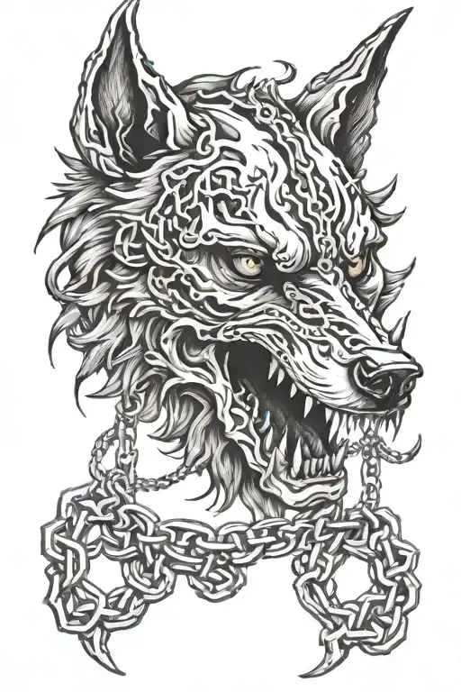 Fenrir Skull With Chains