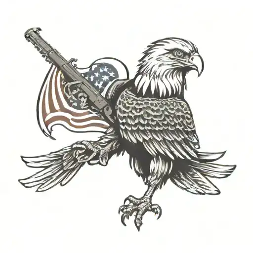 Eagle With American Flag And Rifle And Boots For Soldier Memorial