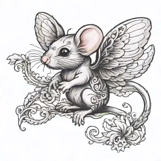 A Little Mouse With Wings Flying