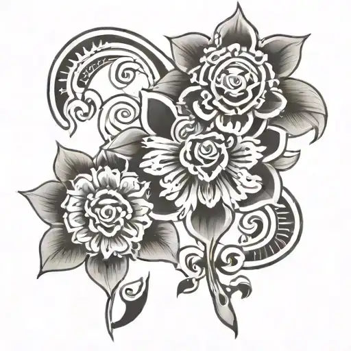 Aztec Flowers Intertwined