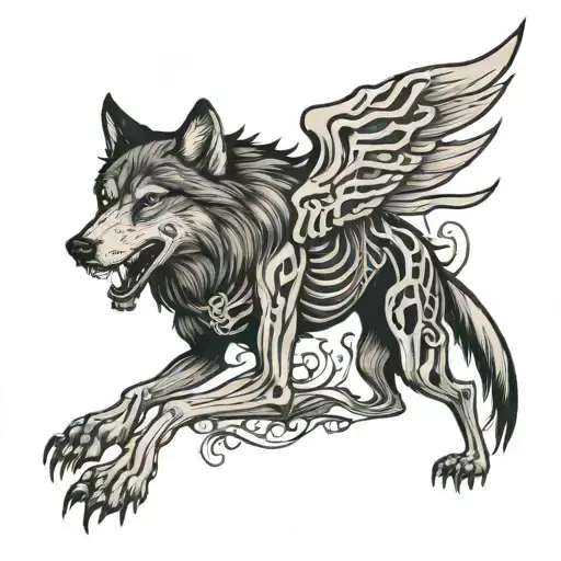 Wolf With Skeleton