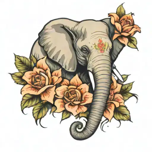 Flowers And Elephant Head