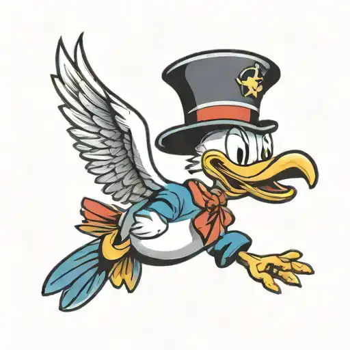 Donald Duck Wearing A Sumbraro Flying An Eagle