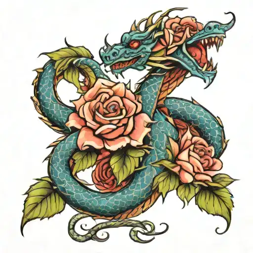 Dragon With Roses