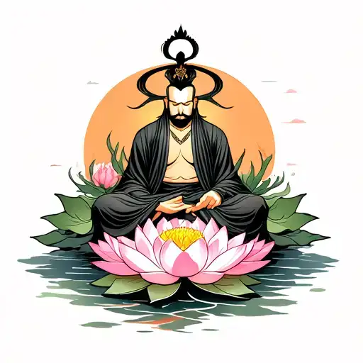 Ronin Sitting On Lotus Flower