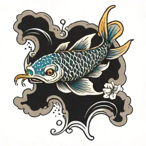 Koi Fish Swimming Upstream