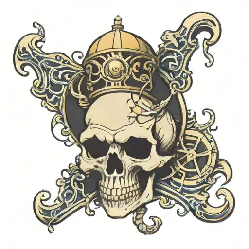 Monster Skull With Hourglass