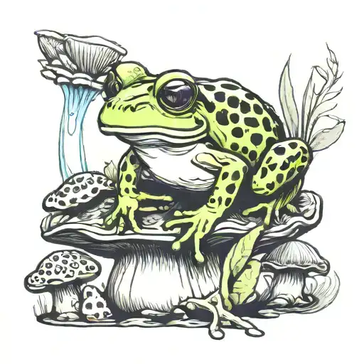 Frog Sitting On A Mushroom Smoking