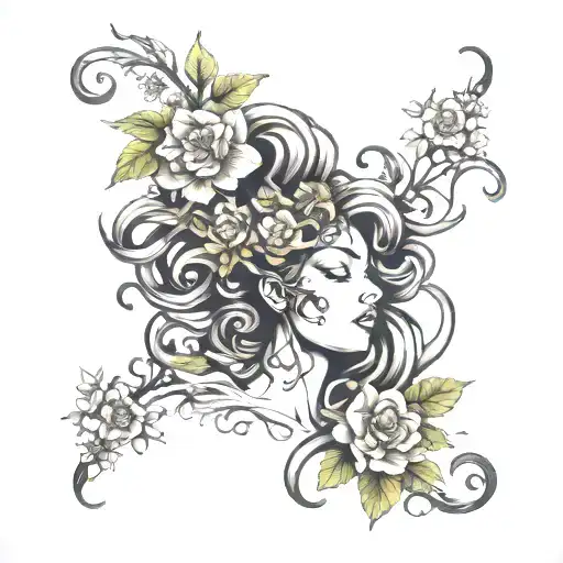 Medusa And Wild Flowers