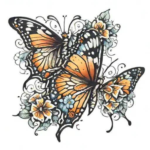 Butterfly With Smaller Butterflies Breaking Off From The Wing