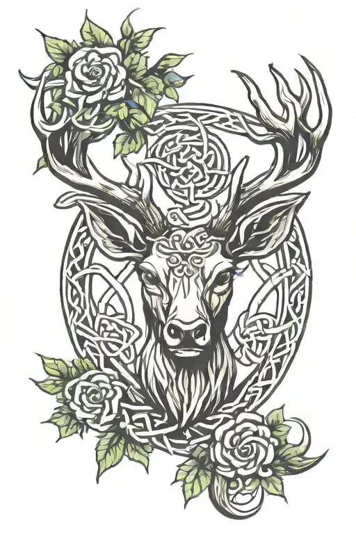 Celtic Tree Knot With Stag Head