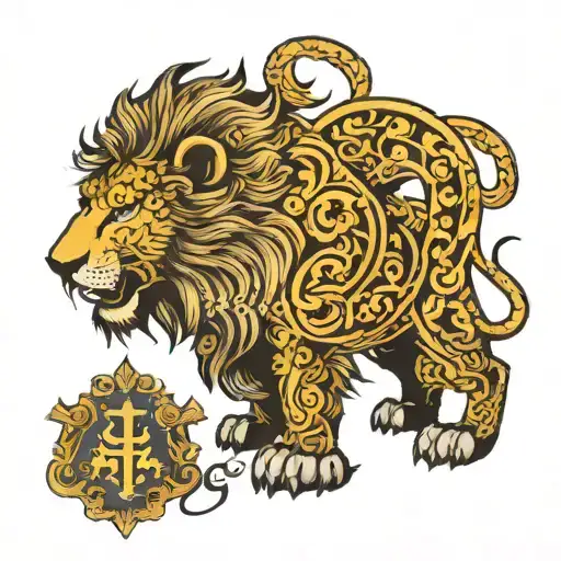 Lion With Ukrainian Coat Of Arm S H Calligraphy
