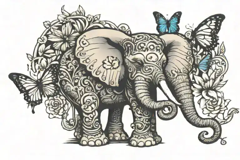 Elephant Holding A Butterfly Within Her Trunk