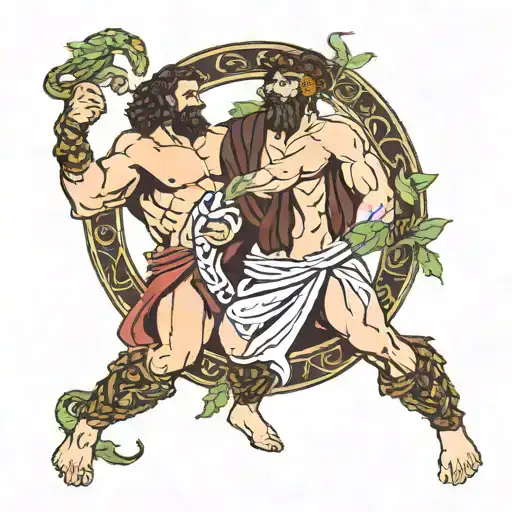 Dionysus And Hercules With Snake
