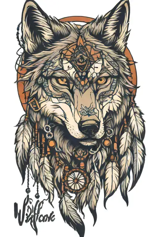 Wolf And Dream Catcher Brown Eyes