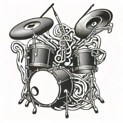Music Notes Intertwined For A Drummer