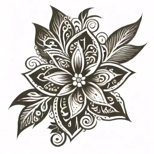 Black Flower In Polynesian Style