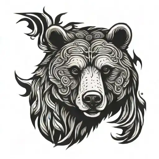 Bear Head Woodcut