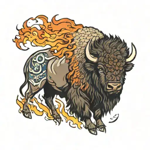 American Bison With Fire In Eyes