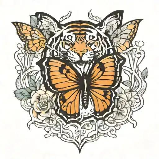 Butterfly Outline With Tiger Face