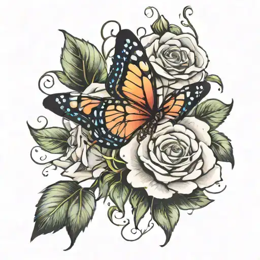 Butterfly Rose Growth Intertwined