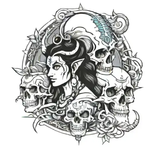 Shiva And Skull Surrounded