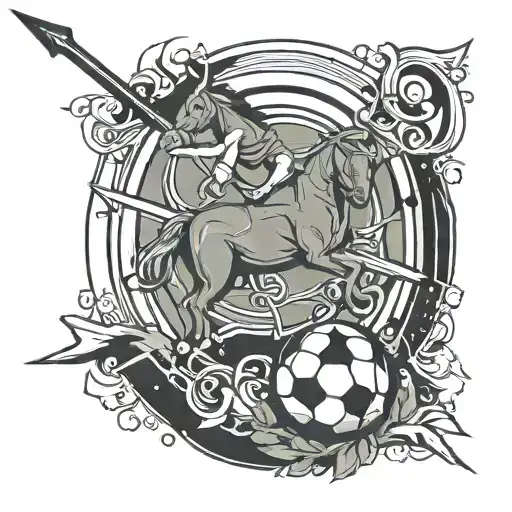 Make Minimalist Tattoo For Above Knee The Concept Is Sagittarius With Football Theme And Number 9