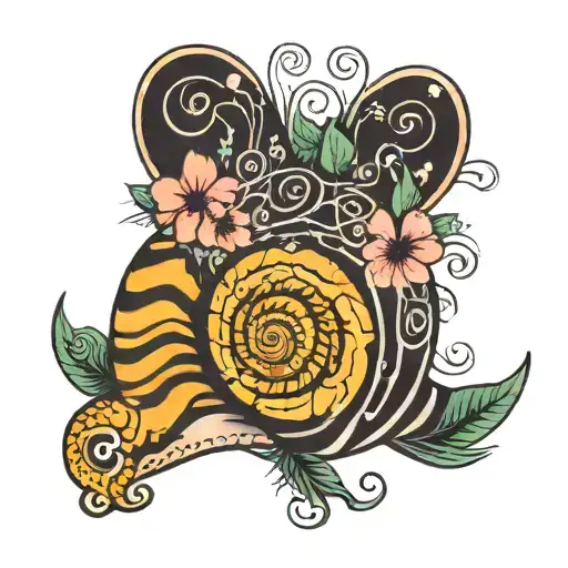 Tiger Snail With Hearts As Pattern Inspired