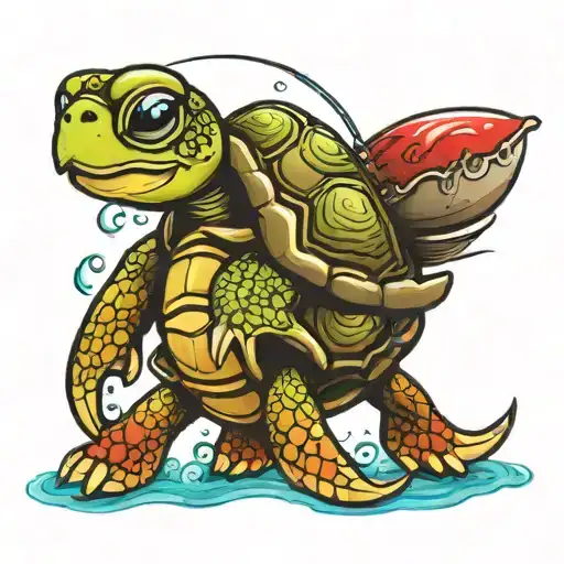 Cartoon Turtle Fishing