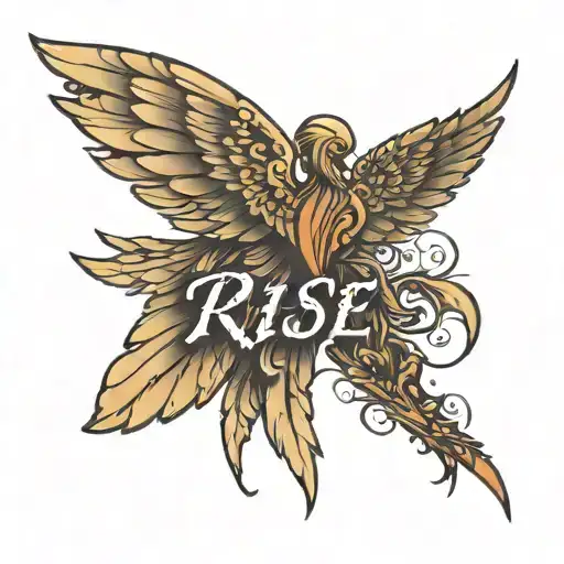 Rise Word Quoted With Wing Attached